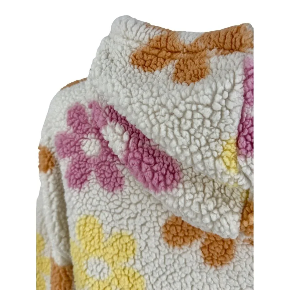 Barbie Flower Faux Sherpa Pullover Floral Hoodie Coat | Barbiecore Girlhoodcore - Picture 12 of 16